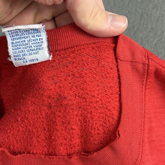 Vintage 90s Bulletin Athletic Mens Large Blank Crewneck Distressed Red Faded - Picture 5 of 9